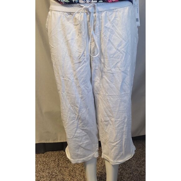 Sonoma Straight Mid-Rise White Drawstring Capri Pants Size 14, NWOT - Picture 1 of 6